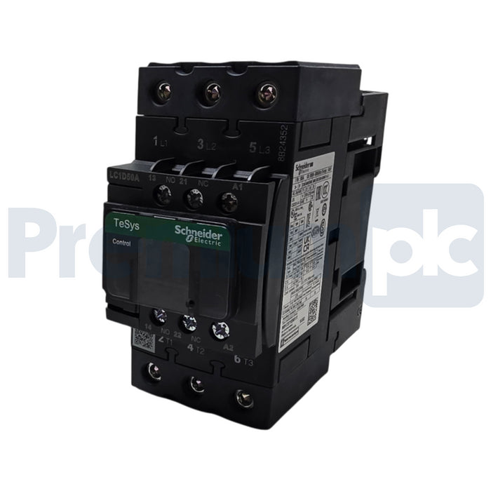 Schneider LC1D50AE7 TeSys D IEC Contactor 3 Pole 40HP@480V 50A, 48VAC Coil NSMP