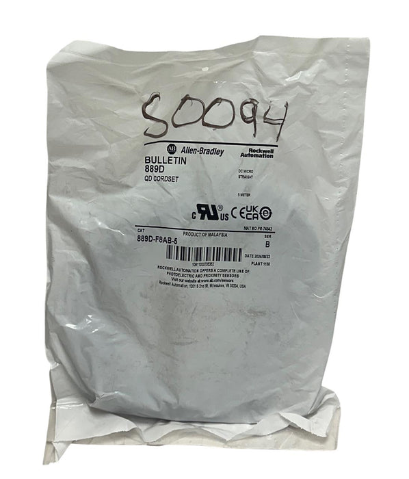 ALLEN BRADLEY 889D-F8AB-5 /B BULLETIN 889D DC MICRO QD CORDSET STRAIGHT 5M NSFS