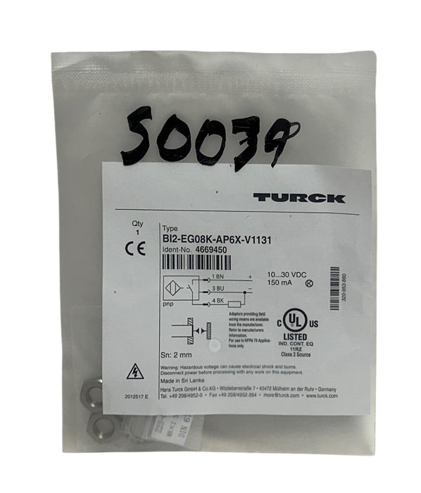 TURCK BI2-EG08K-AP6X-V1131 / 4669450 INDUCTIVE PROXIMITY SENSOR 10-30VDC NSFS