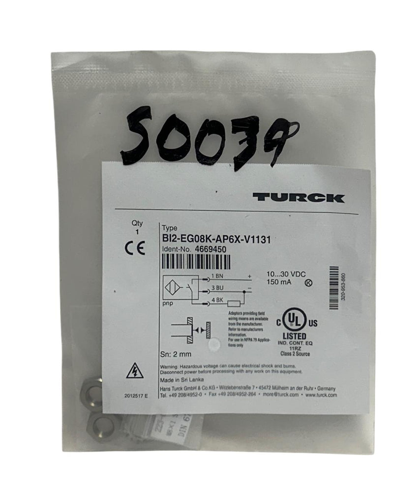 TURCK BI2-EG08K-AP6X-V1131 / 4669450 INDUCTIVE PROXIMITY SENSOR 10-30VDC NSFS