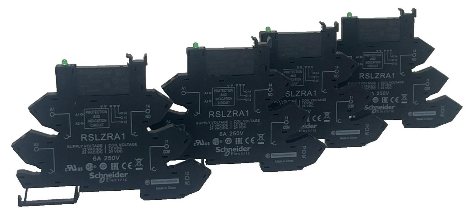 LOT OF 4 Schneider Electric RSLZRA1 Plug-In Socket 12-24 V AC/DC, DIN-rail NSNP