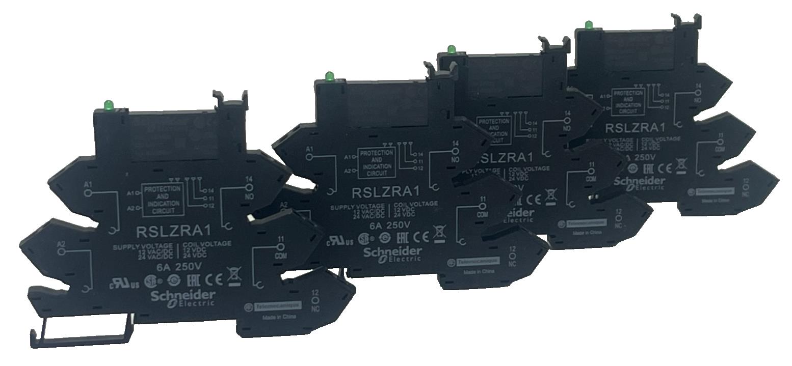 LOT OF 4 Schneider Electric RSLZRA1 Plug-In Socket 12-24 V AC/DC, DIN-rail NSNP