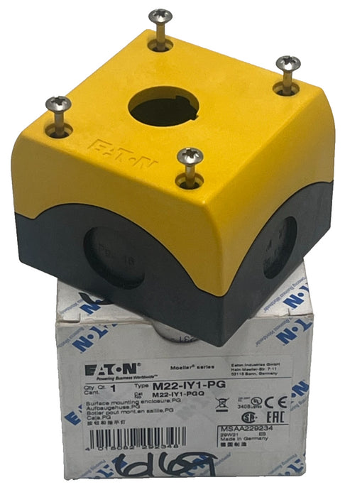 EATON M22-IY1-PG Yellow Pushbutton Enclosure 1 Hole 22mm NEMA 4X IP67 NSMP