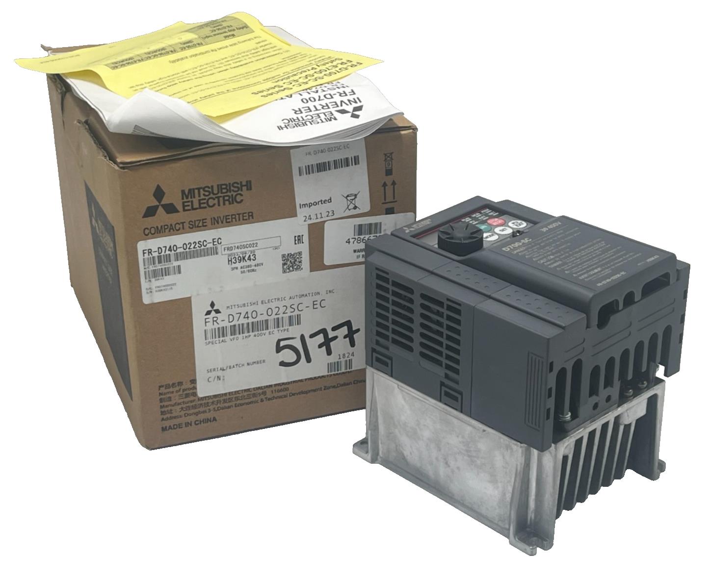 MITSUBISHI FR-D740-022SC-EC COMPACT SIZE INVERTER 3PH 400V 50/60Hz 2.2A 1HP NSMP