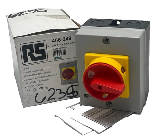 RS PRO 466-249 ROTARY ISOLATOR DISCONNECT SWITCH 20A 4 Pole IP65 466249 NSMP