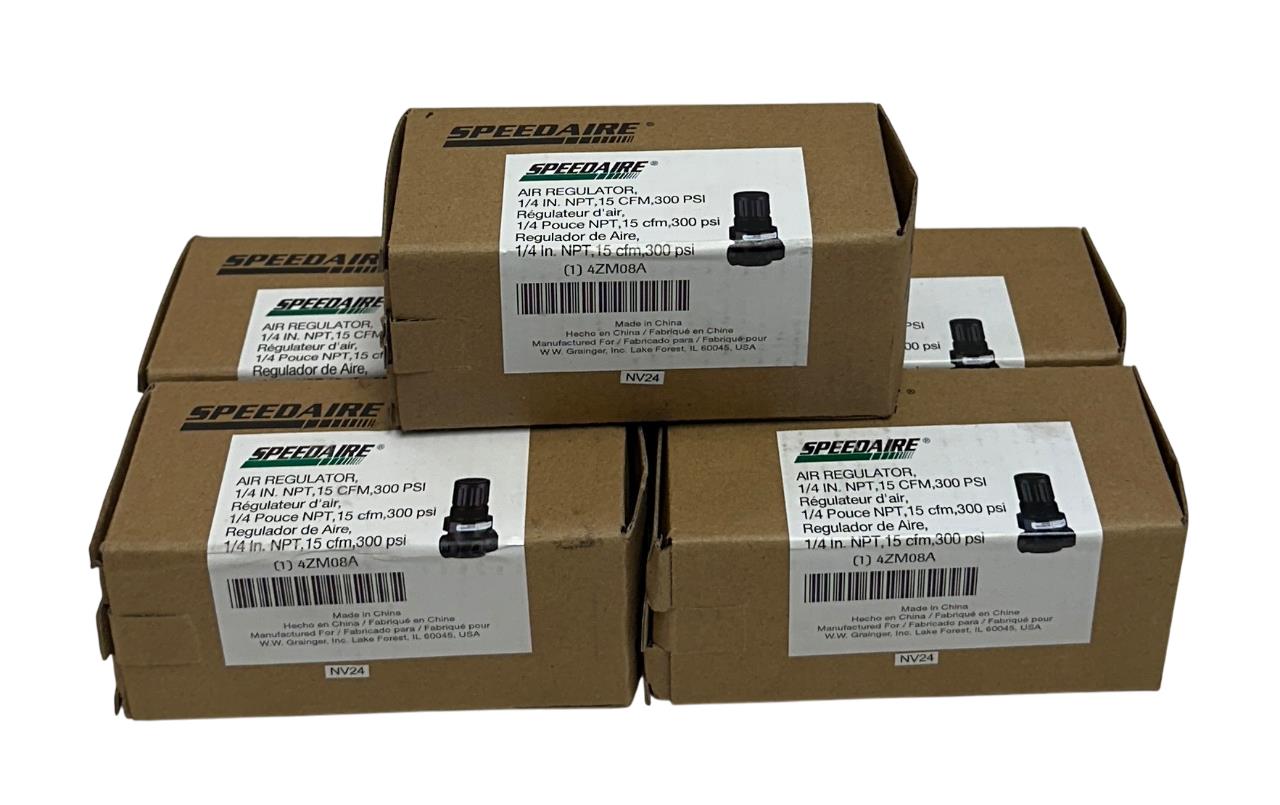 5 SPEEDAIRE 4ZM08A COMPRESSED AIR REGULATORS 1/4'' NPT 15CFM 300PSI OEM NSMP