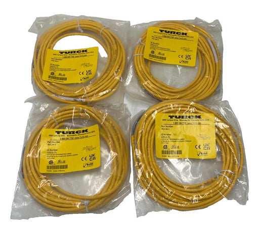 LOT OF 4 TURCK PKG 3M-5 M8 Female Straight 3-Pin Cordset 5 m Yellow U2515-7 NSMP