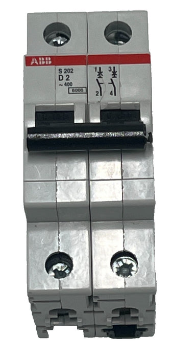 LOT OF 3 ABB GB10963 MINIATURE CIRCUIT BREAKER S202-D2 2A 2P 400VAC 50/60Hz NSNP
