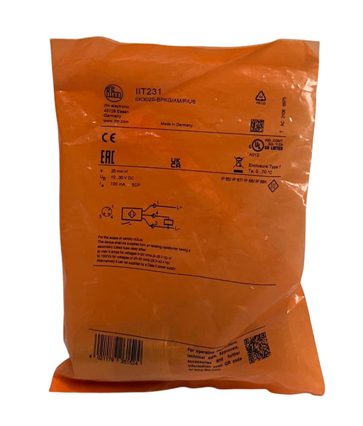 IFM IIK3025-BPKG/AM/P/US / IIT231 INDUCTIVE PROXIMITY SENSOR 10-30VDC 25mm NSMP