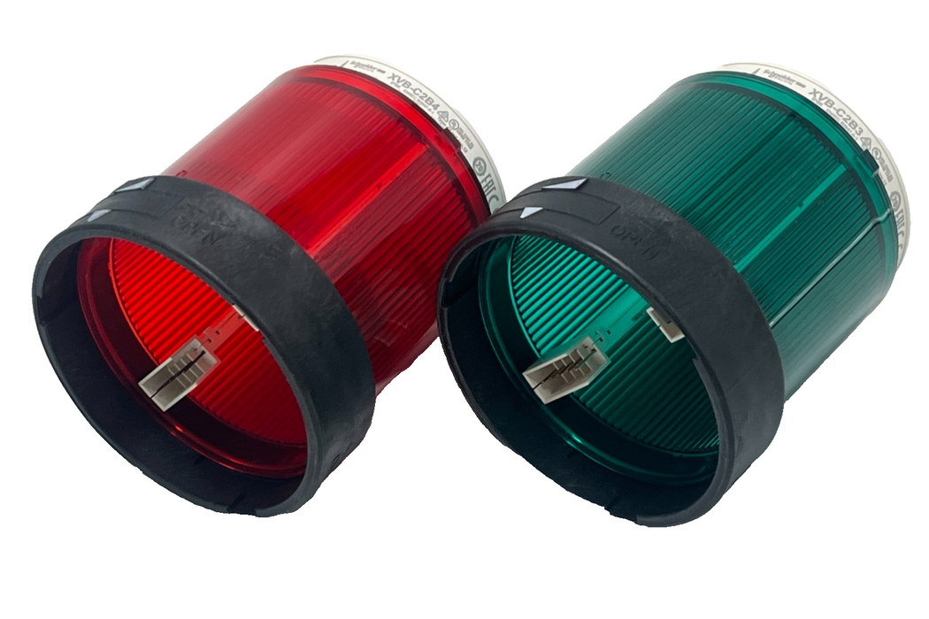 LOT OF 2 SCHNEIDER STEADY LED UNIT XVB C2B3 & C2B4 (GREEN & RED) 24V IP66, NSMP
