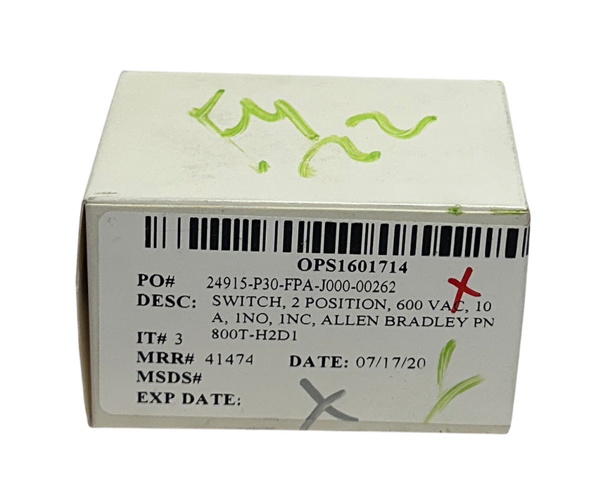 ALLEN BRADLEY 800T-H2D1 /T 30mm SELECTOR SWITCH 800T PB 2-POS STANDARD KNOB NSFS