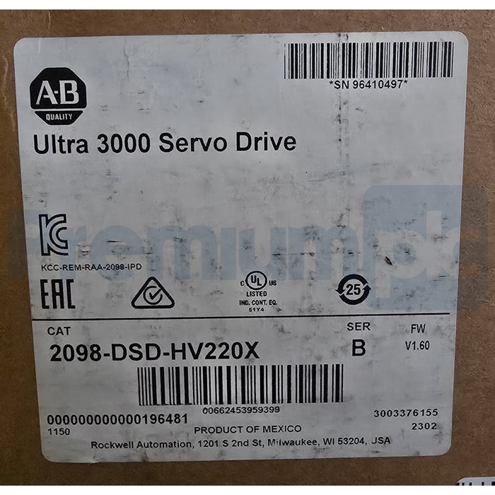 Allen-Bradley 2098-DSD-HV220X /B Ultra 3000i Servo Drive 22kW 480V FW V1.60 NSMP