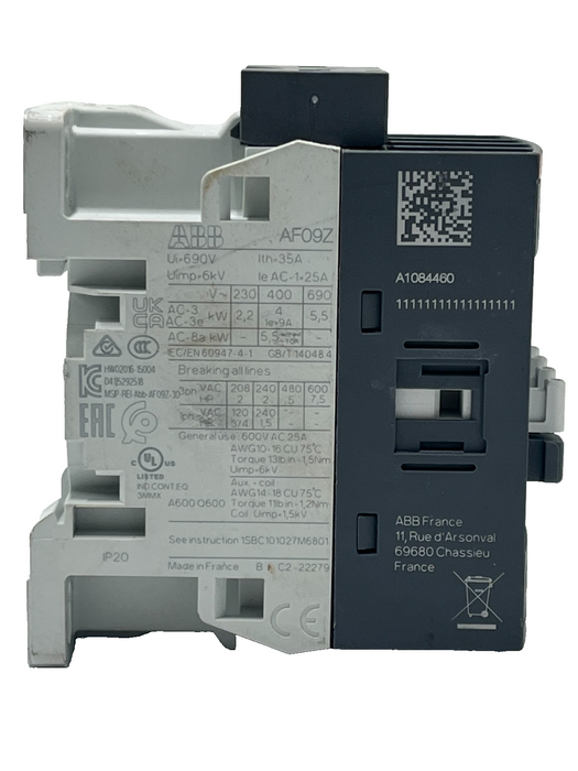 ABB AF09Z-30-10-21 Contactor 3Pole 9A 24-60VAC/DC Coil 1NO Aux NSNP *SMALL CHIP*
