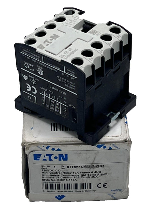 Eaton XTRM10A40-GR1 Mini Control Relay 4 NO 10A 220VDC, NSMP