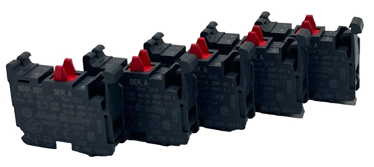 LOT OF 5 Allen-Bradley 800F-X01 Ser A Contact Block 22.5mm 1 N.C Screw Terminal