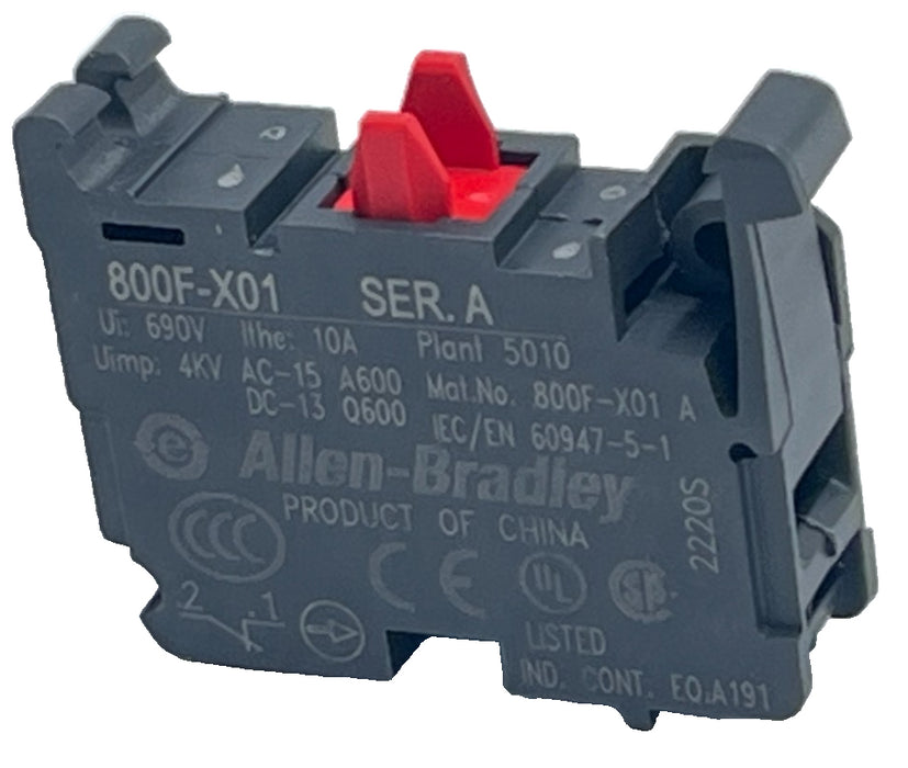 LOT OF 5 Allen-Bradley 800F-X01 Ser A Contact Block 22.5mm 1 N.C Screw Terminal