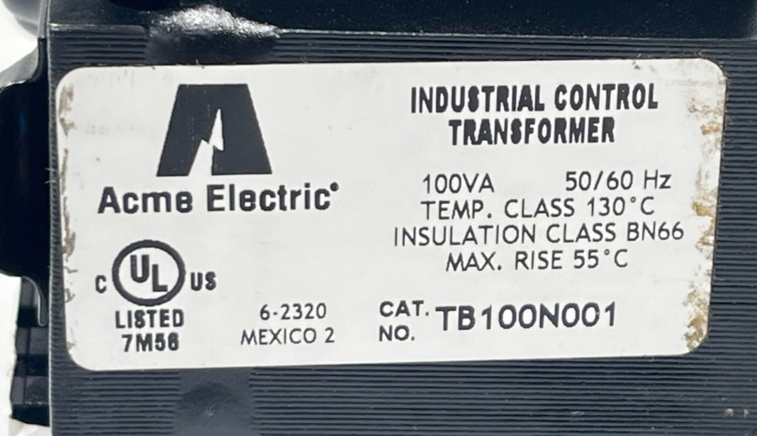 Acme Electric TB100N001 Industrial Control Transformer 100VA 120/240V Pri 12/24V