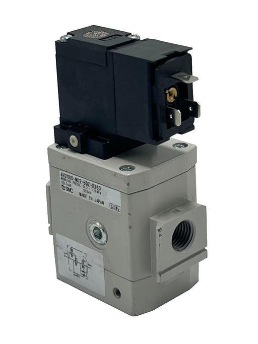 SMC AV2000-N02-5DZ-X260 Soft Start-Up Valve 1/4" NPT 24VDC White Body NSNP