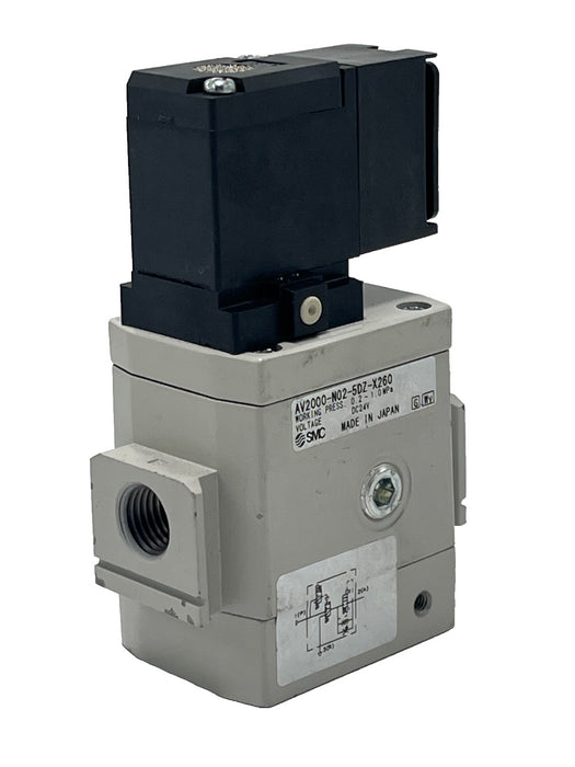 SMC AV2000-N02-5DZ-X260 Soft Start-Up Valve 1/4" NPT 24VDC White Body NSNP