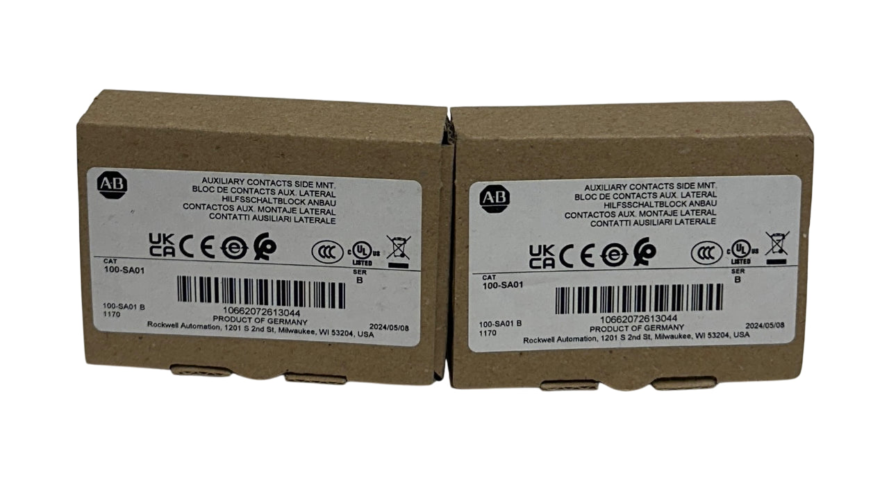 2 ALLEN BRADLEY 100-SA01 /B BULLETIN 100 AUXILIARY SIDE MOUNT CONTACTS 1P NSMP