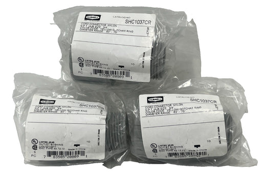 (3) Hubbell SHC1037CR Liquid Tight Cord Connector Straight Male 3/4" Nylon Gray
