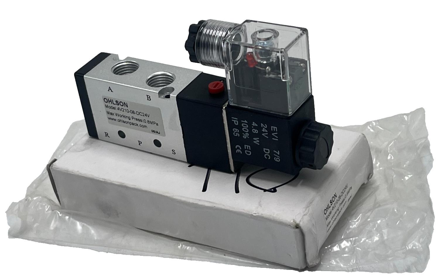 Ohlson 4V210-08-DC24V Pneumatic Solenoid Valve 5/2 Way 1/4" NPT 24VDC, NSMP