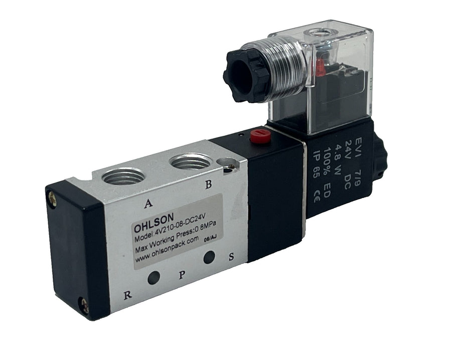 Ohlson 4V210-08-DC24V Pneumatic Solenoid Valve 5/2 Way 1/4" NPT 24VDC, NSMP