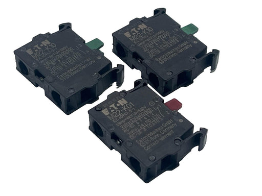 LOT OF 3 EATON CONTACT BLOCKS, (2) - M22-K10 & (1) M22-K01