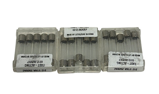 15 LITTELFUSE 312.062P / 312.062VXP GLASS FUSES 312 1/16A 250VAC OEM NSMP