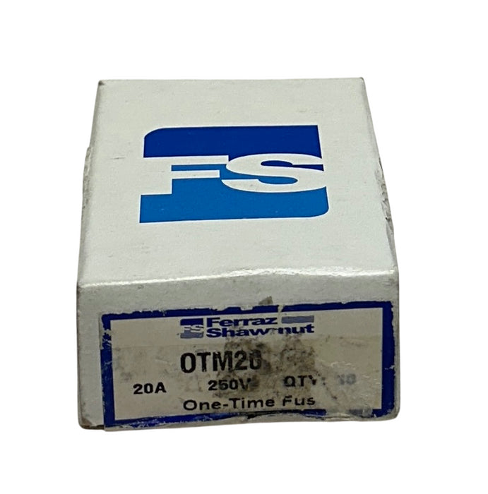 10 FERRAZ SHAWMUT OTM20 ONE-TIME FUSES FAST-ACTING 20A 250VAC 10kA IR OEM NSMP