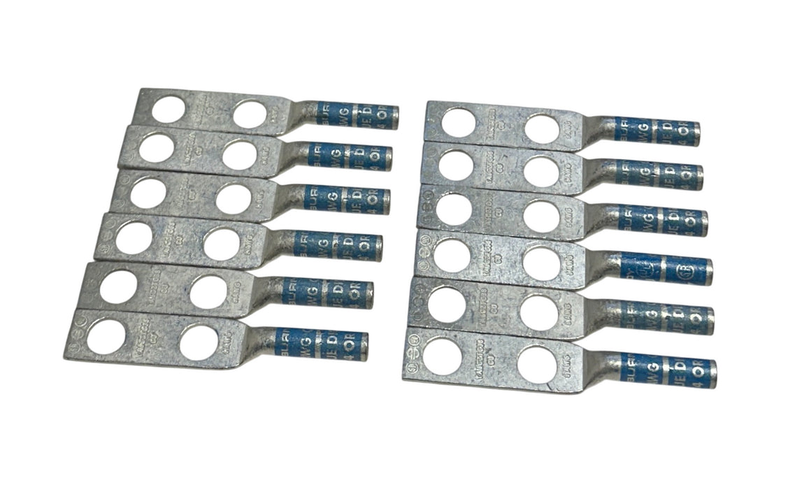 12 BURNDY YA6C2TC38 / 50235R COPPER COMPRESSION LUGS 6AWG BLUE HYLUG 374/7 NSMP