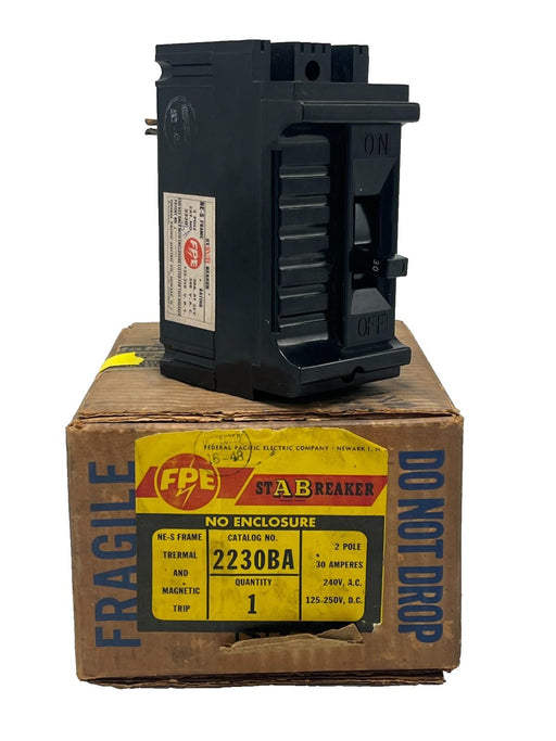 FPE 2230BA Federal Pacific 30 Amp 2 Pole Circuit Breaker 2230 Type NES 240V