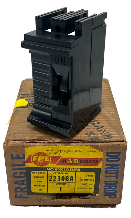 FPE 2230BA Federal Pacific 30 Amp 2 Pole Circuit Breaker 2230 Type NES 240V