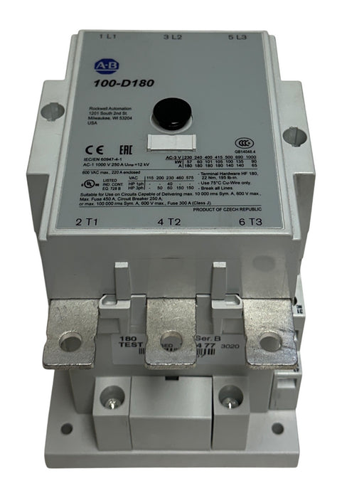 ALLEN BRADLEY 100-D180D11 /B BULLETIN 100 IEC CONTACTOR 180A 3-P 110/120VAC NSMP