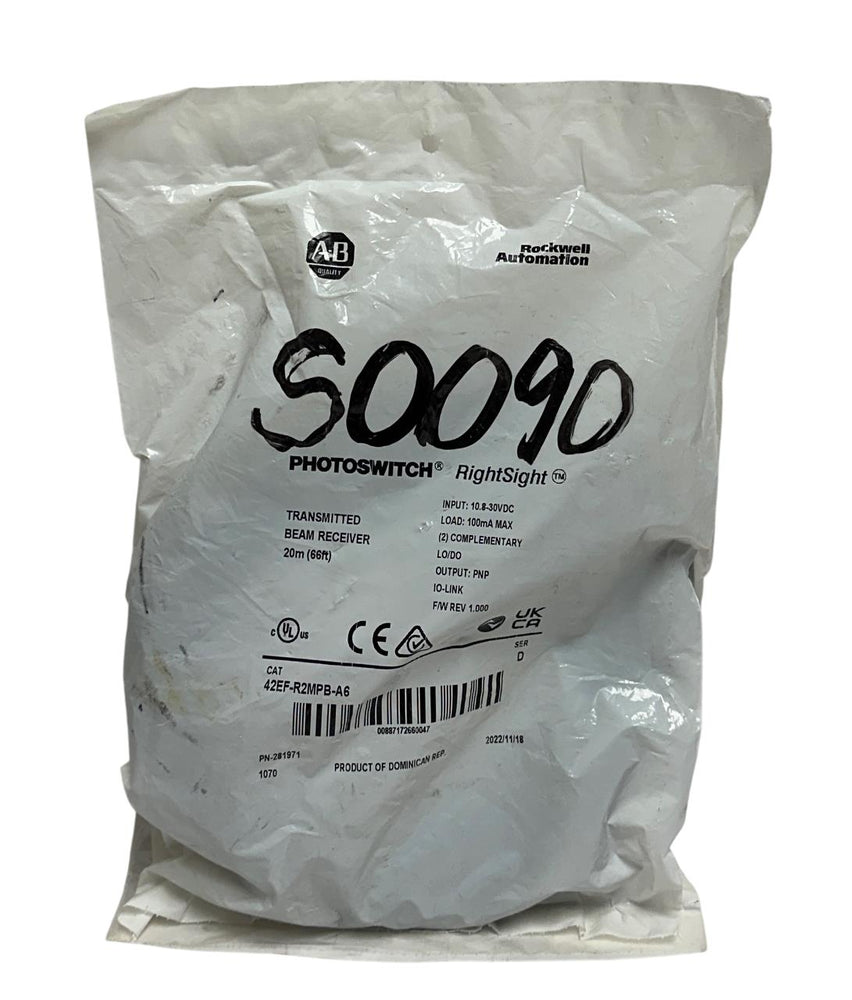ALLEN BRADLEY 42EF-R2MPB-A6 /D PHOTOSWITCH RightSight BEAM RECEIVER 20M PNP NSMP