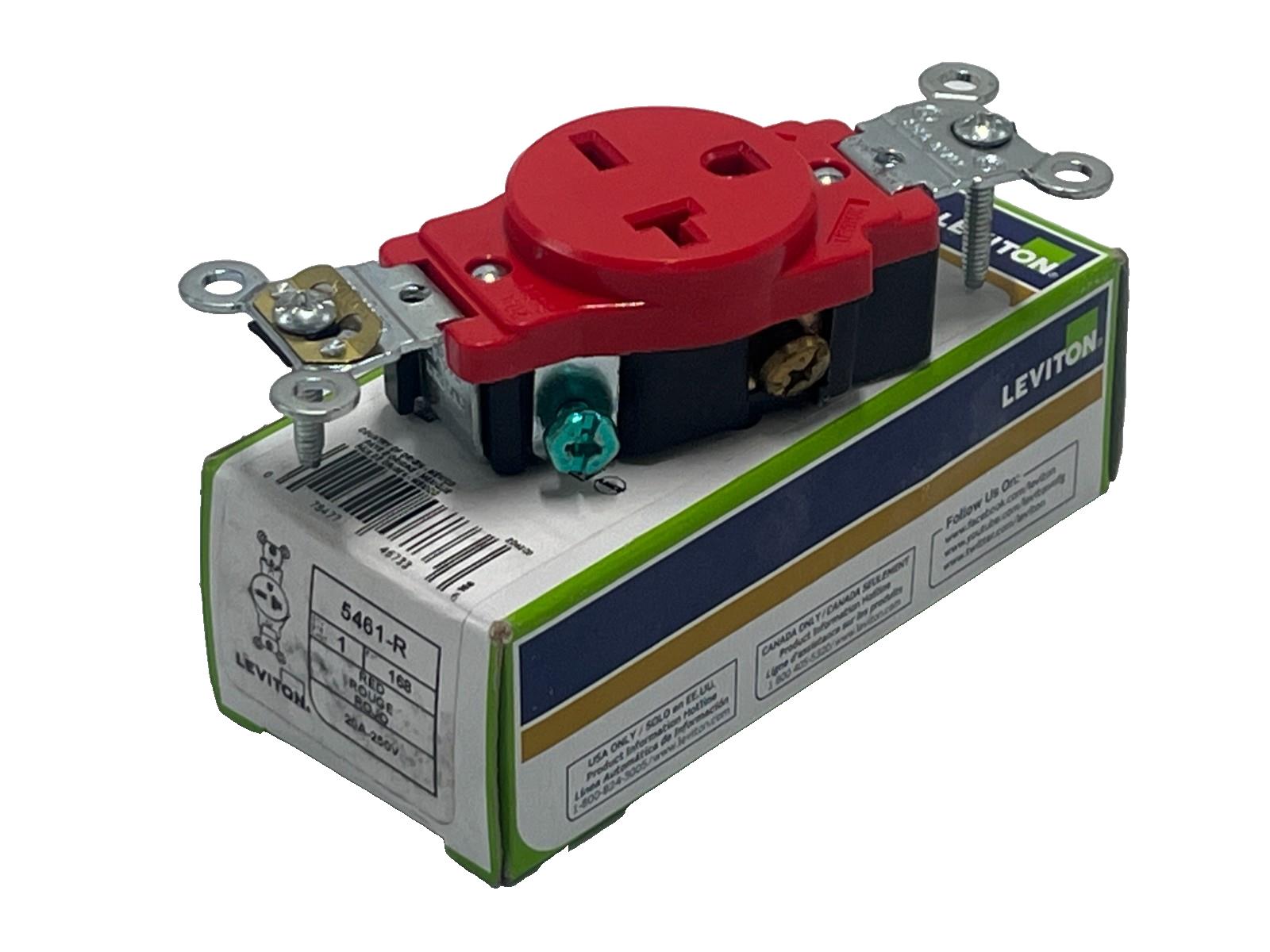 LEVITON 5461-R Duplex Receptacle Industrial Red 20A 125V NEMA 5-20R, NSMP