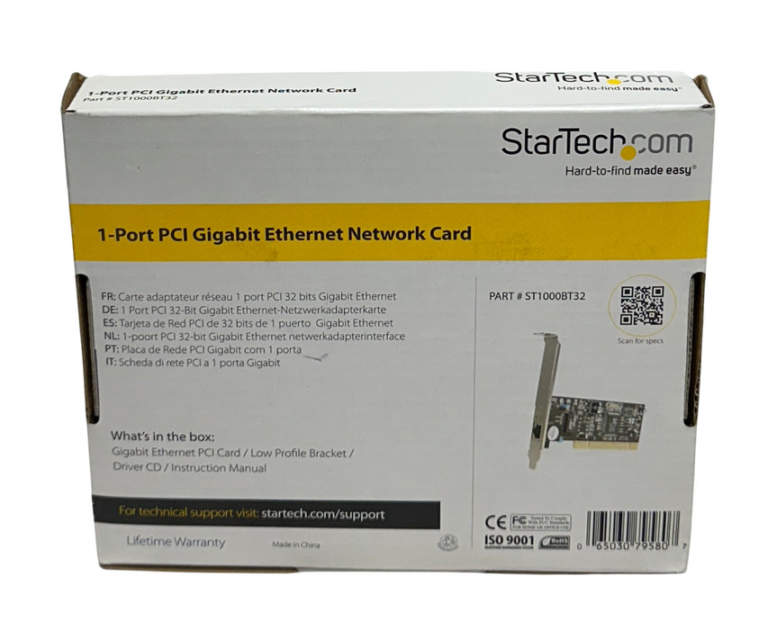 StarTech ST1000BT32 1PORT PCI GIGABIT Ethernet NETWORK CARD 10/100/1000Mbps NSMP