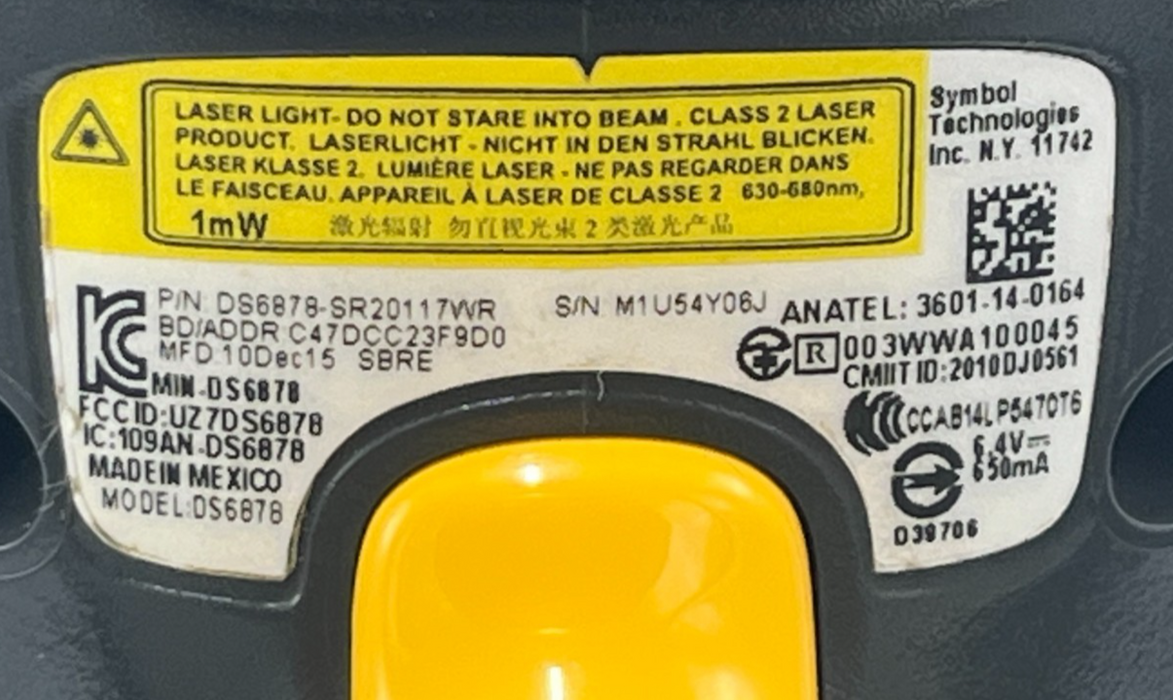 SYMBOL DS6878-SR20117WR Wireless Barcode Scanner w/ Charging Cradle & USB Cable