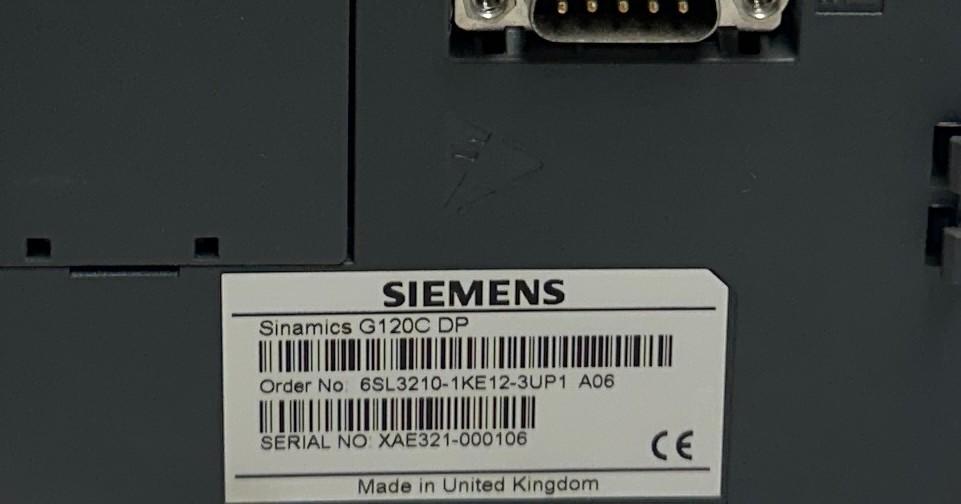 SIEMENS 6SL3210-1KE12-3UP1 / 6SL32101KE123UP1 SINAMICS G120C DP DRIVE 1HP NSMP