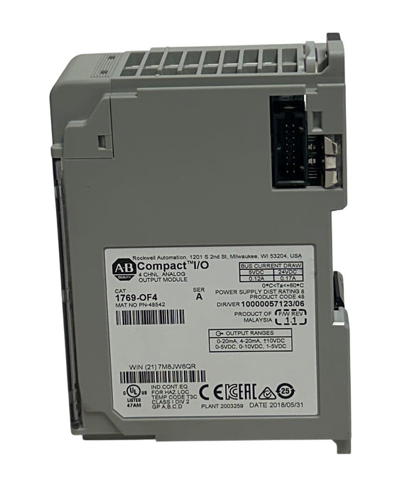 ALLEN BRADLEY 1769-OF4 /A CompactLogix 4-CHNL ANALOG OUTPUT MODULE 1769OF4 NSNP