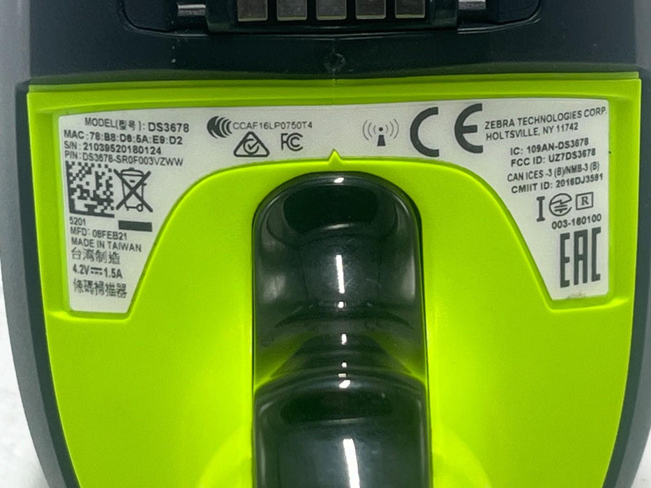 ZEBRA DS3678 Barcode Scanner Kit w/ STB3678 Cradle & CBA-U42-S07PAR CABLE