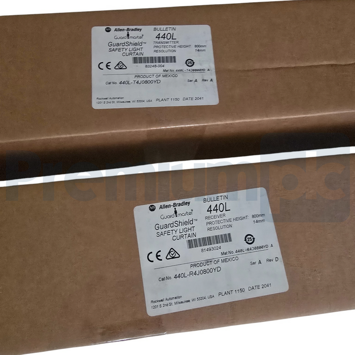 Allen-Bradley 440L-P4J0800YD /A GuardShield Safety Light Curtain Pair 800mm NSMP