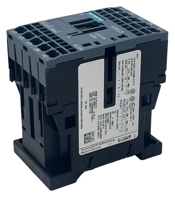 2 SIEMENS Sirius 3RT2015-2BB42 Contactor 7A 24VDC 3-Pole Size S00 DIN Rail Mount