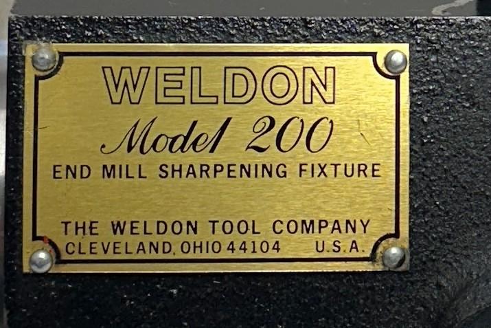 THE WELDON TOOL COMPANY MODEL 200 END MILL SHARPENING FIXTURE AIRFLOW USNP
