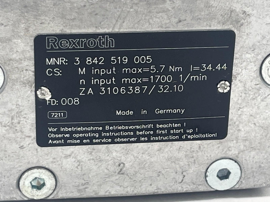 REXROTH 3-842-519-005 Gear Box VarioFlow Plus Conveyor System Drive Gearbox NSMP