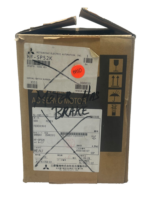 MITSUBISHI HF-SP52K AC Servo Motor 0.5kW 500W 2000 RPM w/ Brake MELSERVO J3 Ser.