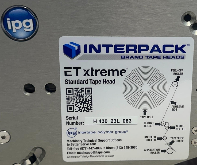 INTERPACK IPG ET xtreme STANDARD TAPE HEAD ASSEMBLY 3'' DUAL WIPERS ETX-3'' NSMP