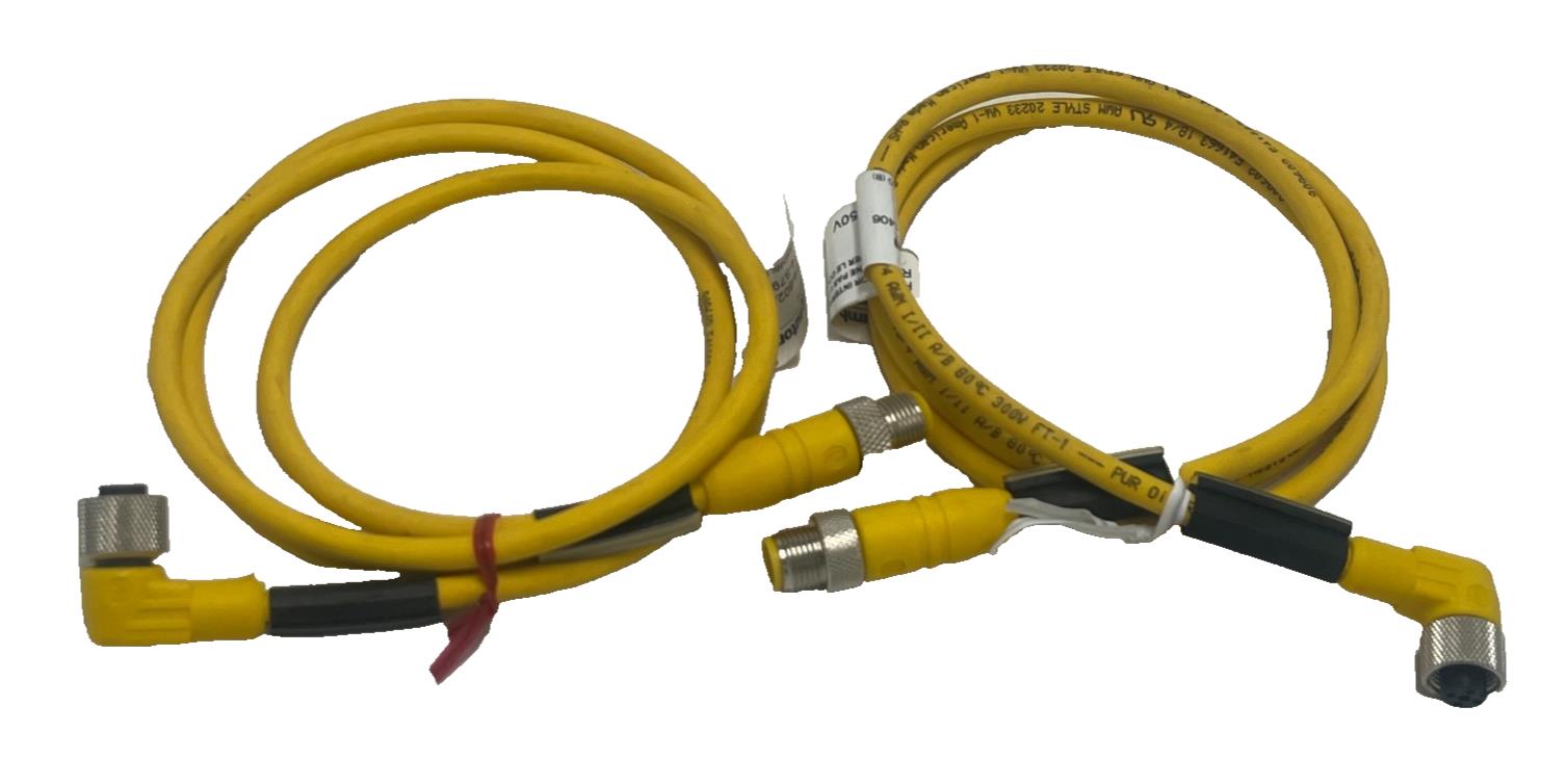 (2) LUMBERG RST 4-RKWT M12 Male Straight to Female Right Angle 4-Pin Cordsets