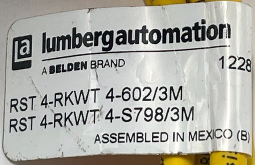 LUMBERG RST 4-RKWT M12 Male Straight to Female Right Angle 4-Pin Cordset 1228mm