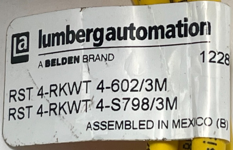 LUMBERG RST 4-RKWT M12 Male Straight to Female Right Angle 4-Pin Cordset 1228mm